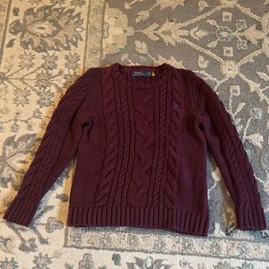 Polo by Ralph Lauren Women's Cable Knit Crew Sweater in Deep Wine